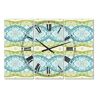 Designart Embossed Teal Pattern IV Multipanel Wall Clock