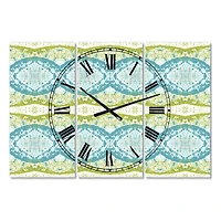 Designart Embossed Teal Pattern IV Multipanel Wall Clock
