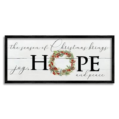 Stupell Industries Joy Hope & Peace Christmas Wreath Framed Giclee Art