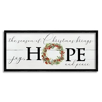 Stupell Industries Joy Hope & Peace Christmas Wreath Framed Giclee Art