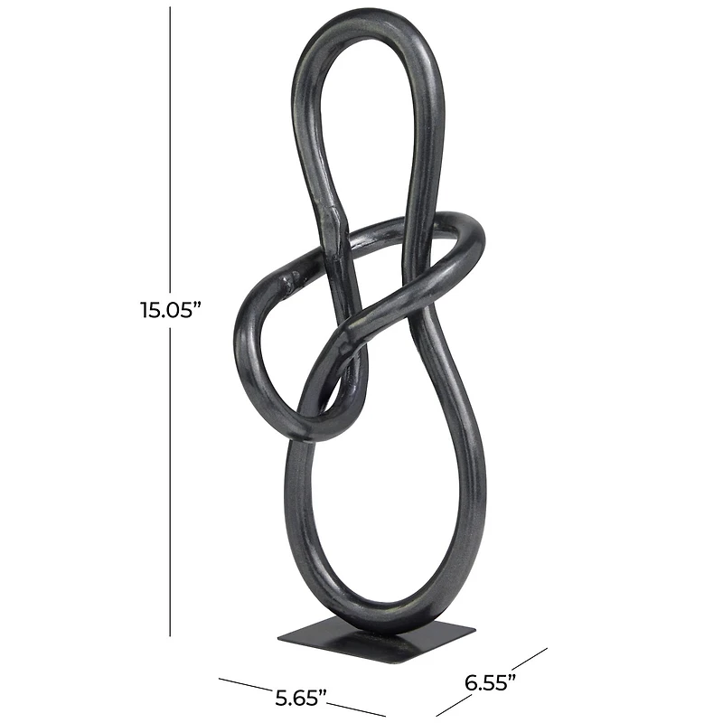 15" Dark Gray Aluminum Abstract Sculpture Décor