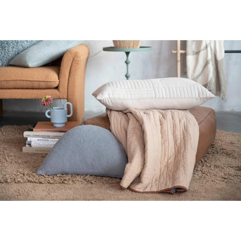 Hello Honey® Gray Half Moon Woven Cotton Slub Throw Pillow