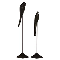 Set of 2 Black Aluminum Traditional Bird Sculpture, 29", 35"