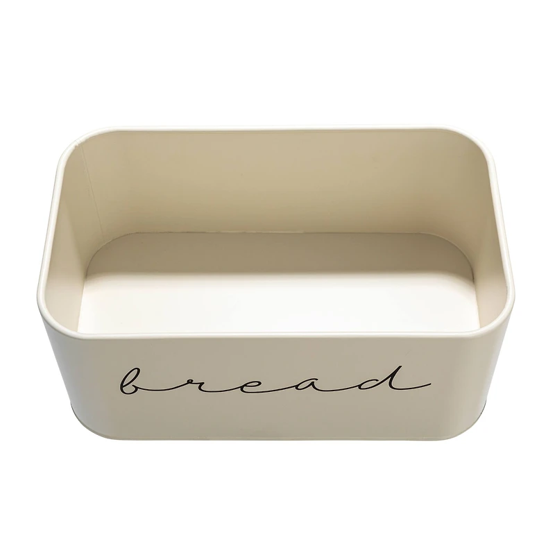 Hello Honey® 11.75" Cream Metal Bread Bin with Bamboo Lid