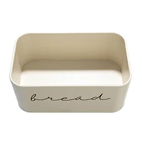 Hello Honey® 11.75" Cream Metal Bread Bin with Bamboo Lid