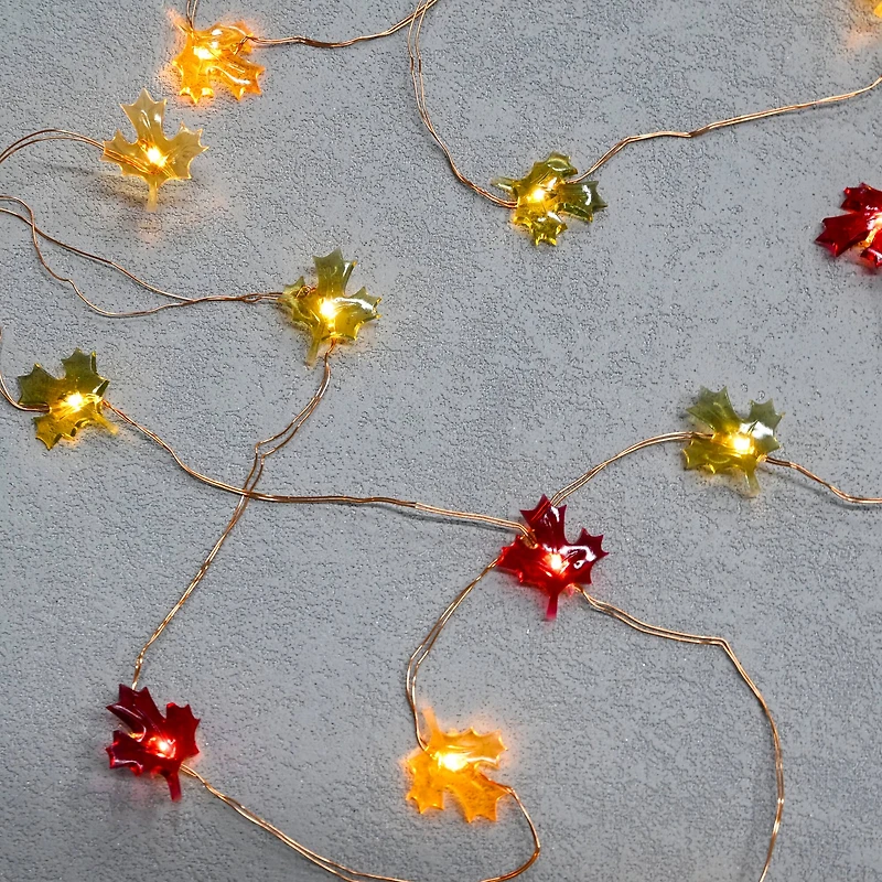 18ct. Warm White LED Maple Leaf Icon String Lights by Ashland®