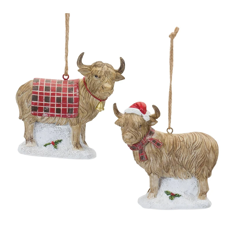 Highland Cow Ornament Set