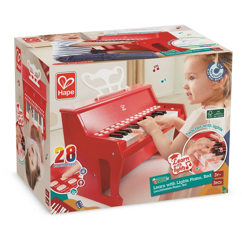 Hape Learn With Lights Red Electronic Piano