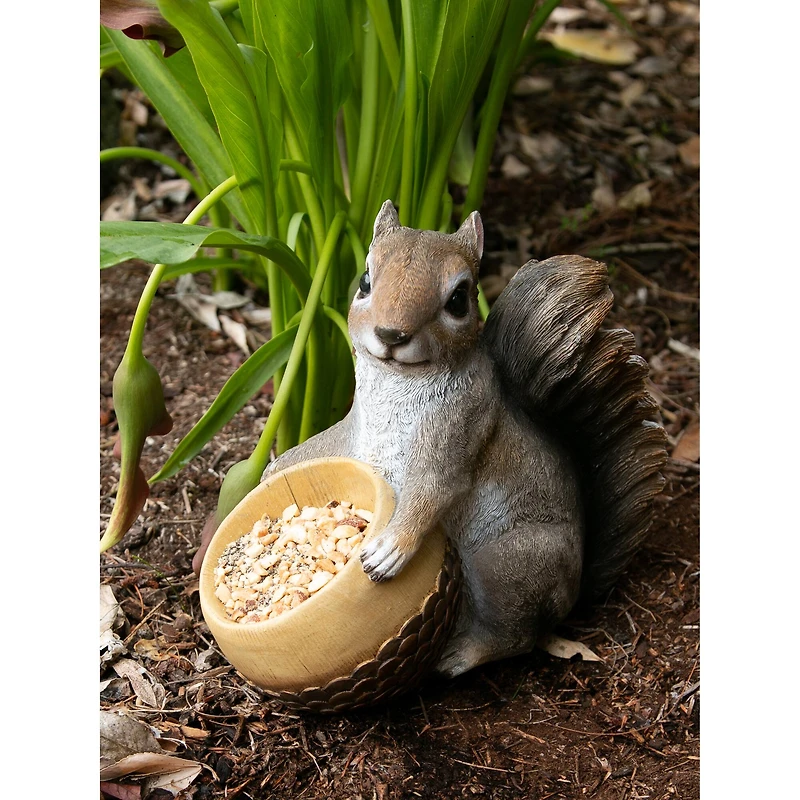 8" Squirrel & Acorn Bird Feeder