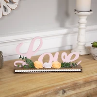 11.25" Love with Flowers Wooden Valentine's Day Sign