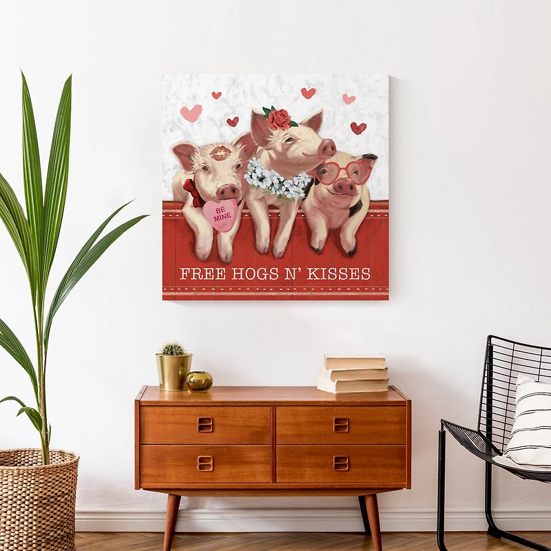 Free Hogs & Kisses Canvas Wall Art