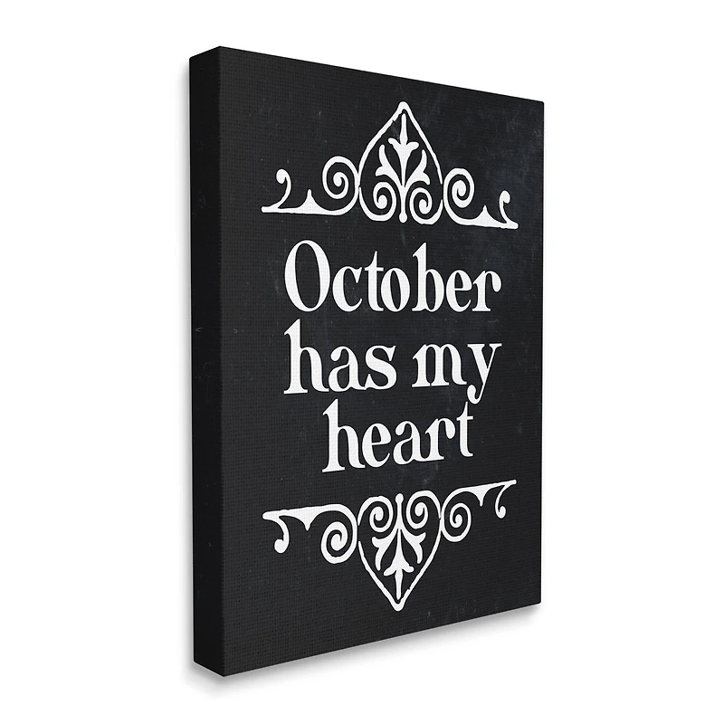 Stupell Industries Black October Has My Heart Canvas Wall Art