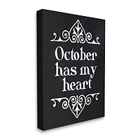 Stupell Industries Black October Has My Heart Canvas Wall Art