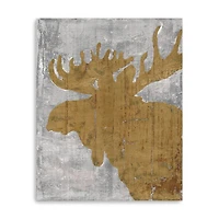 Rustic Lodge Animals Moose On Grey Canvas Giclee