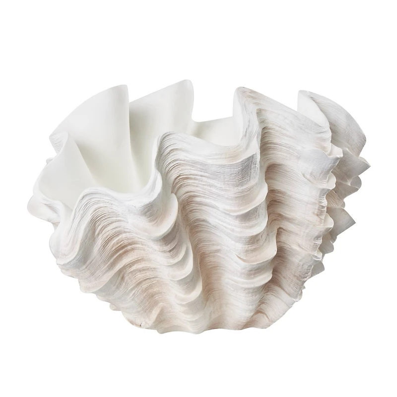 19" Cream Resin Shell Textured Sculpture