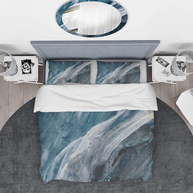 Designart 'Splash Blue Indigo' Geometric Bedding Set