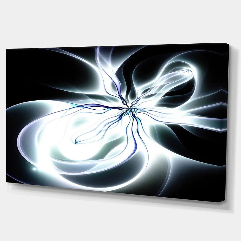 Designart - White Symmetrical Fractal Flower - Oversized Abstract Canvas Art Print