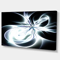 Designart - White Symmetrical Fractal Flower - Oversized Abstract Canvas Art Print