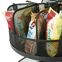 Mind Reader Black Metal Mesh 2-Tier Lazy Susan Granola Bar and Snack Organizer