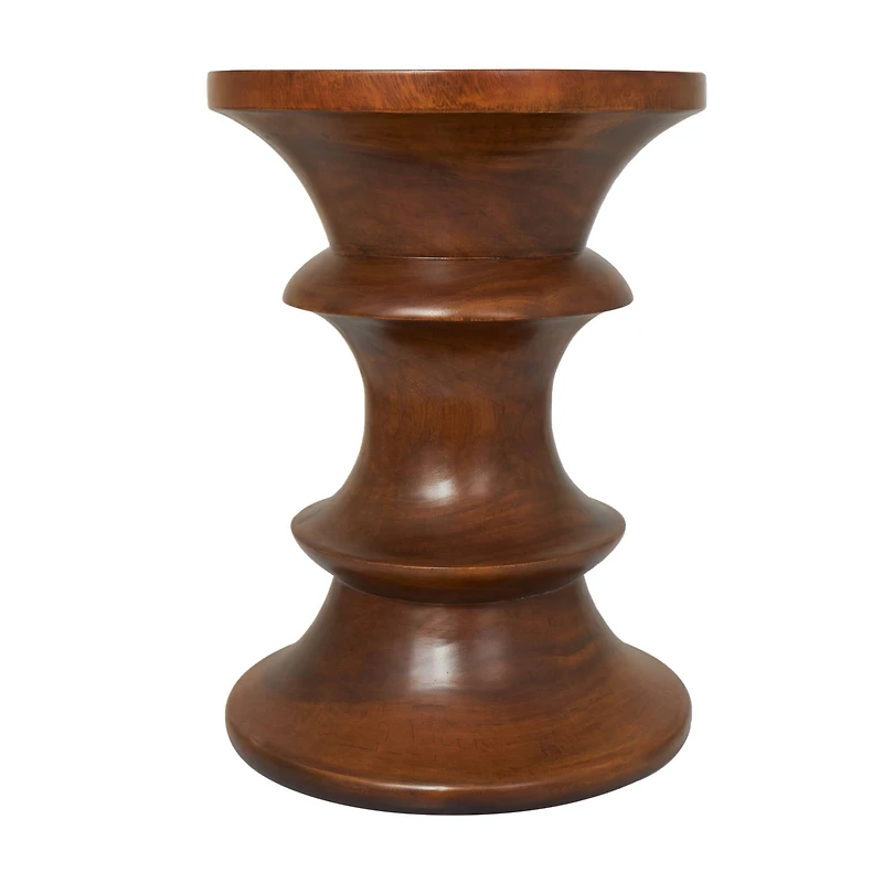 22" Brown Wood Geometric Accent Table