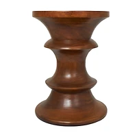 22" Brown Wood Geometric Accent Table