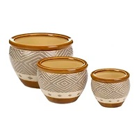 Earth-Tone Trim Planter Set