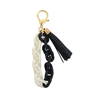 Blue Moon Studio™ Black & White Chain Link Bag Charm with Tassel
