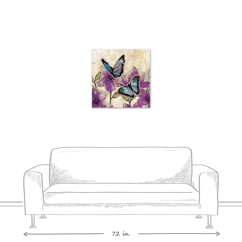 Butterflies With Purple Flowers 24" x 24" Canvas Wall Art