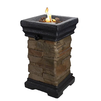 19" Classic Stone Outdoor Table Top Gas Fire Pit