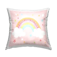 Stupell Industries Love You Whimsical Rainbow Stars Kids Quote Throw Pillow, 18" x 18"