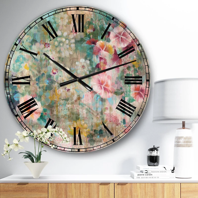 Designart Flower Shower III Wall Clock
