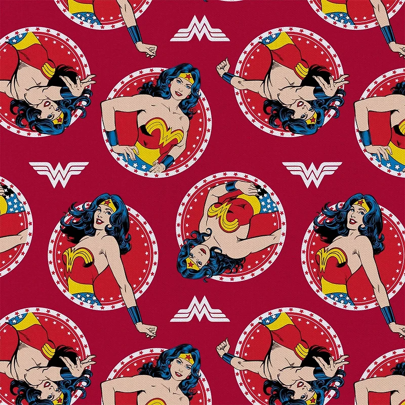 Camelot Fabrics DC Comics Wonder Woman Circles Cotton Precut, 4ct.