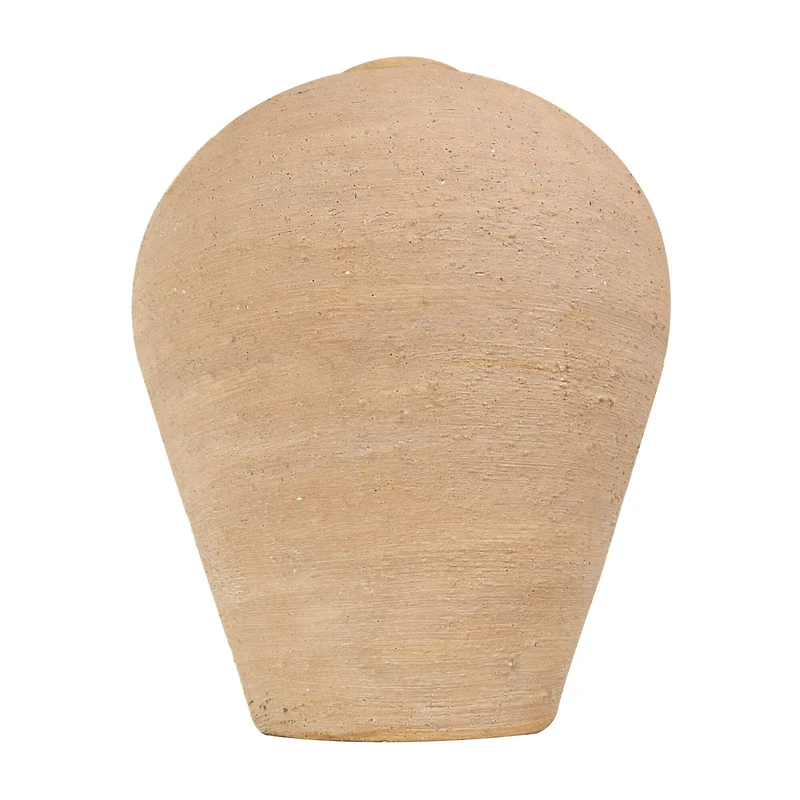 17" Beige Ceramic Wide Textured Vase