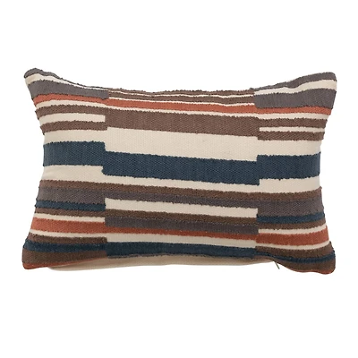 Hello Honey® Multicolor Stripes Cotton Embroidered Lumbar Pillow