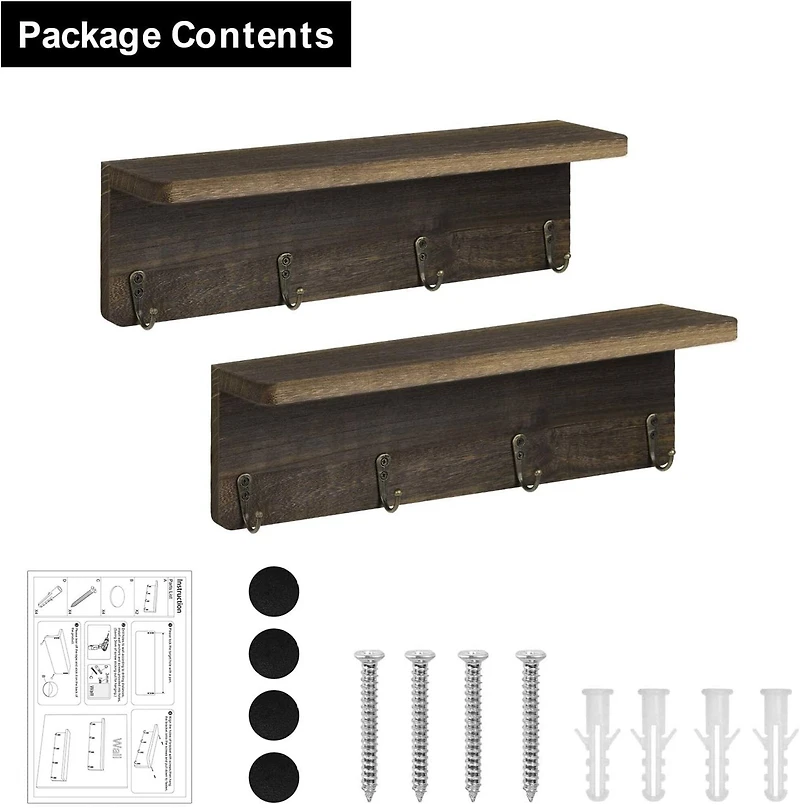 NEX™ 16" Rustic Brown Coat Rack with Hooks