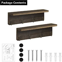 NEX™ 16" Rustic Brown Coat Rack with Hooks