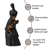 Glitzhome® 39.75" Modern LED 5-Tier Abstract Women Sculpture Outdoor Fountain