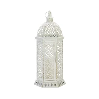 20" White Cutwork Hexagon Lantern