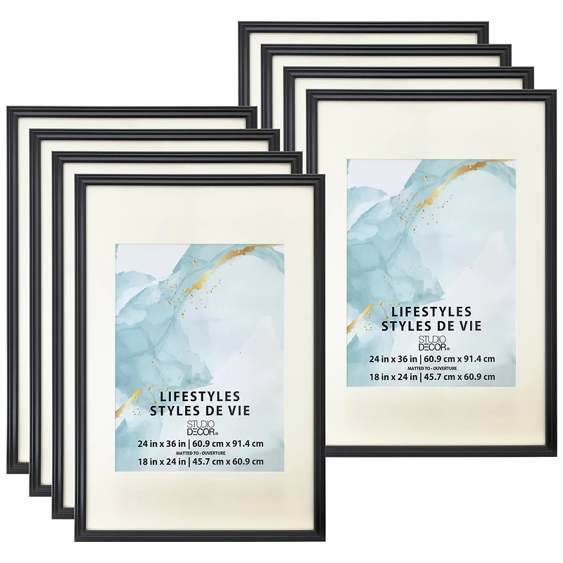 8 Pack: Black 18" x 24" Frame with Mat, Lifestyles™ by Studio Décor®