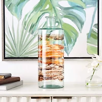 16" Orange & Brown Swirl Spanish Bottle Vase