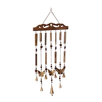 26" Brown Butterfly Mango Wood Coastal Windchime