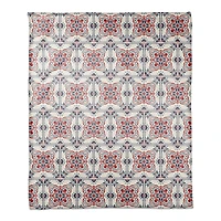 Red White and Blue Medallion Pattern Coral Fleece Blanket