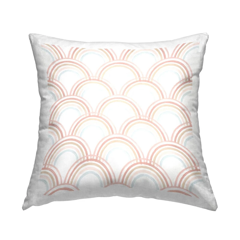 Stupell Industries Pastel Happy Rainbow Repeating Arch Pattern Throw Pillow, 18" x 18"