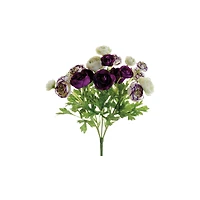 Ivory & Violet Mini Ranunculus Bush 
