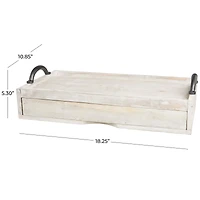 18.25" Wood Hidden Drawer Tray with Black Metal Handles