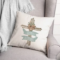 Branch Cross With Flower Pillow 2 18" x 18" Throw Pillow