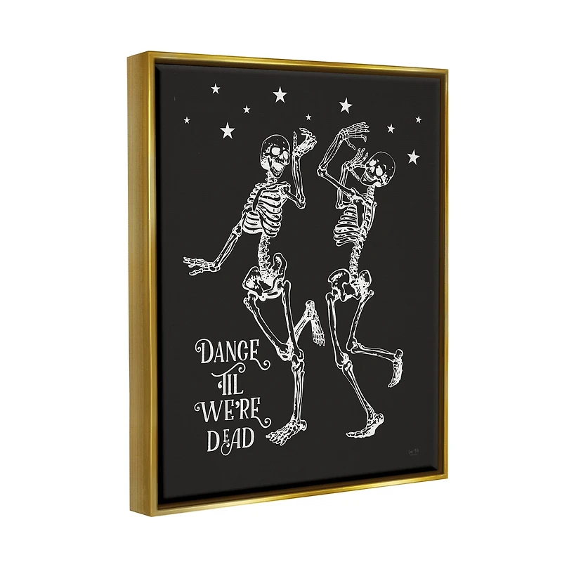 Stupell Industries Dance 'Til We're Dead Skeletons Framed Floater Canvas Wall Art