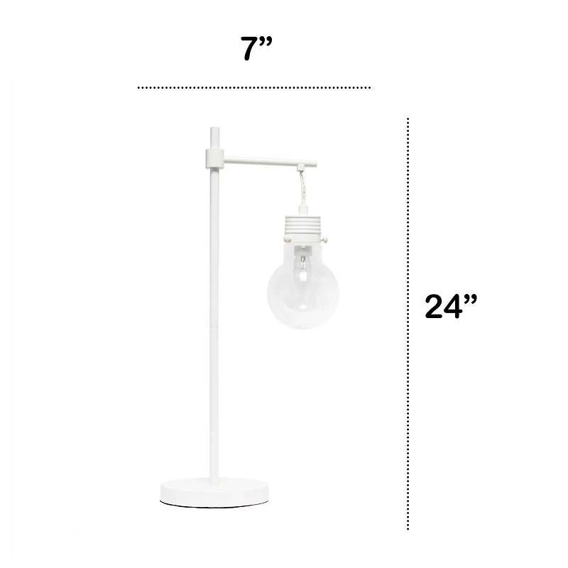 Lalia Home 24" White Matte 1 Light Beacon Table  Lamp with Clear Glass Shade