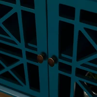 Walker Edison 32" Blue Fretwork Accent Storage Cabinet