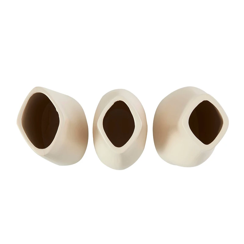 9" Cream Ceramic Minimalistic Vase Set